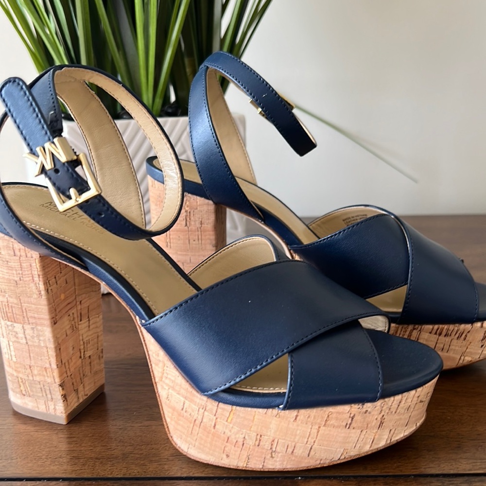 Michael Kors Navy Block Heels. Brand new, never worn. No box.